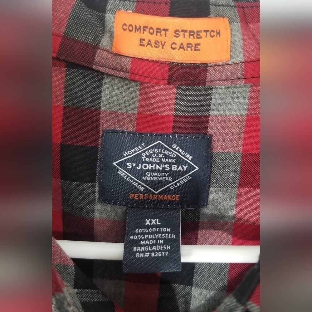 St. John's Bay Performance, Collared, Plaid Flann… - image 4